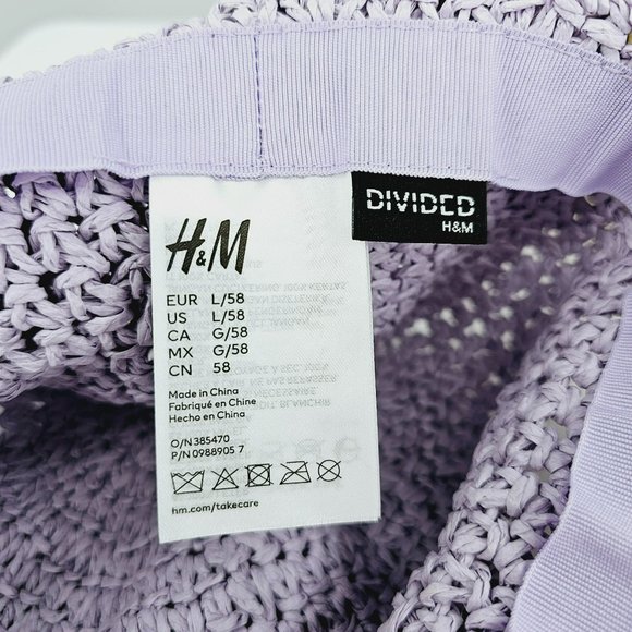 Divided H&M Bucket Hat L Lavender Purple Paper Floppy 90s Retro Vintage Classic - Picture 2 of 13